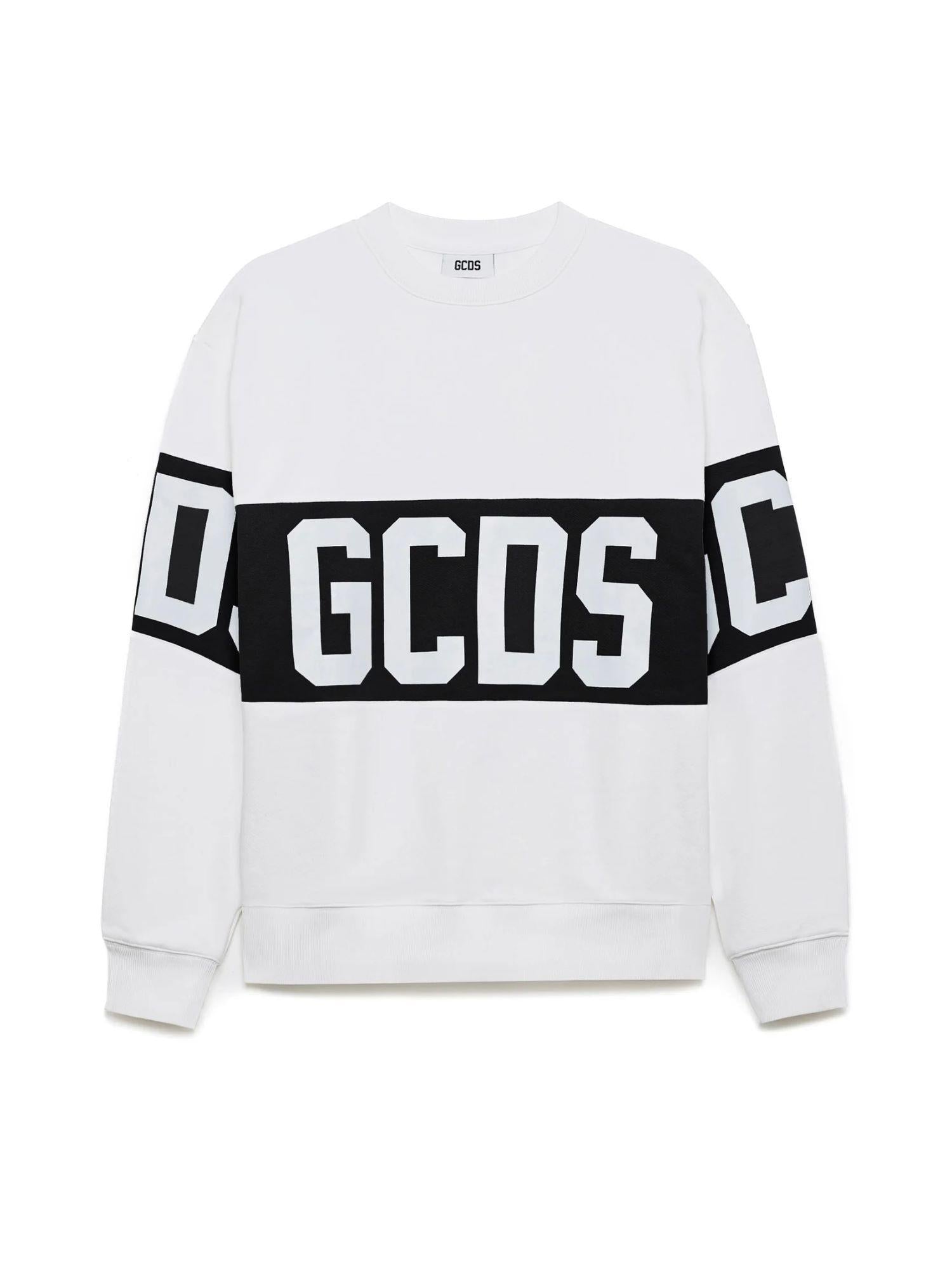 Gcds felpa bambina con banda logo avorio B2KU1527BA2 BONE GCDS 