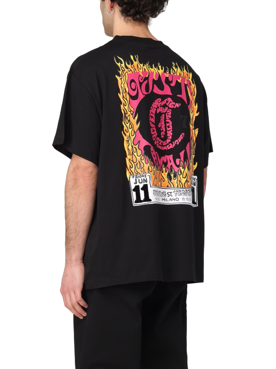 Just Cavalli T-shirt manica corta con logo Flames nero 78OAHC02-CJ600 899 JUST CAVALLI 