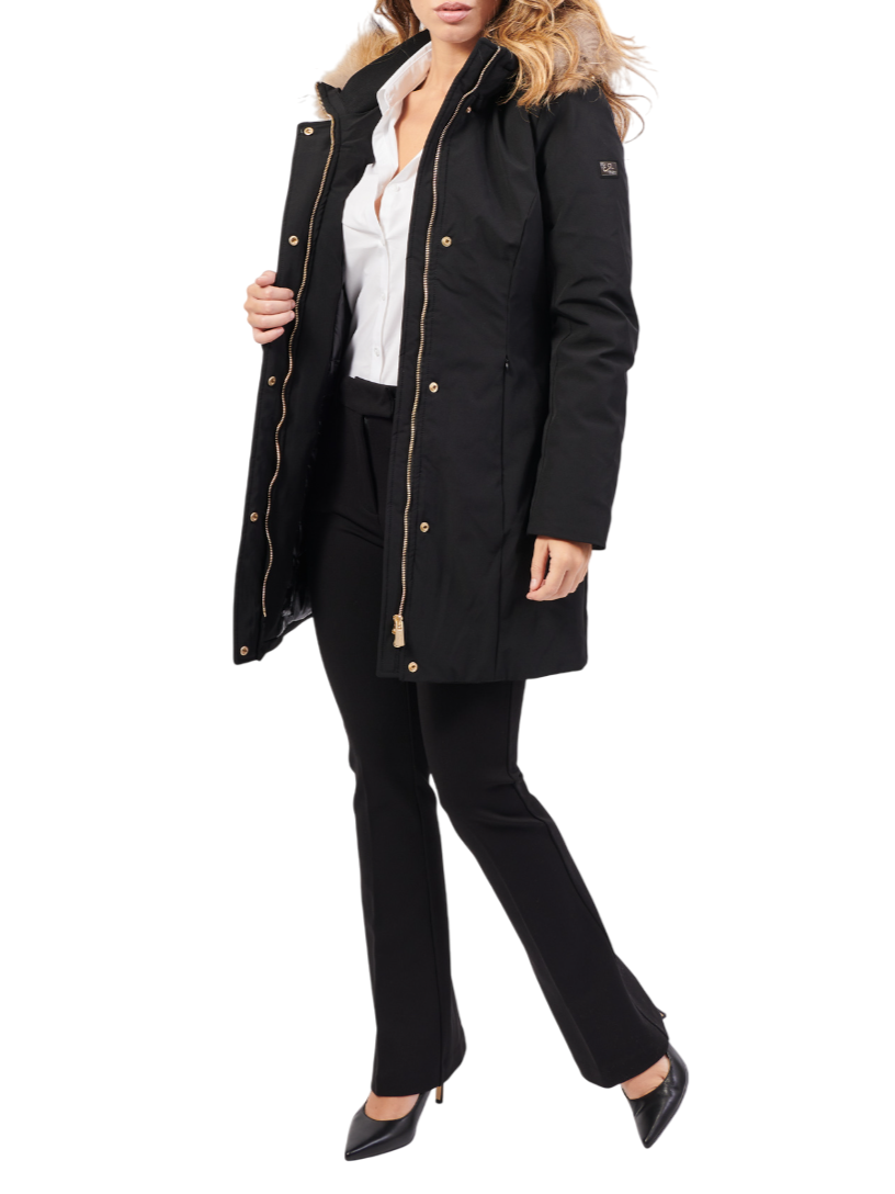 Yes Zee parka in softshell con ecopelliccia nero O075-NU00 0801 YES-ZEE 