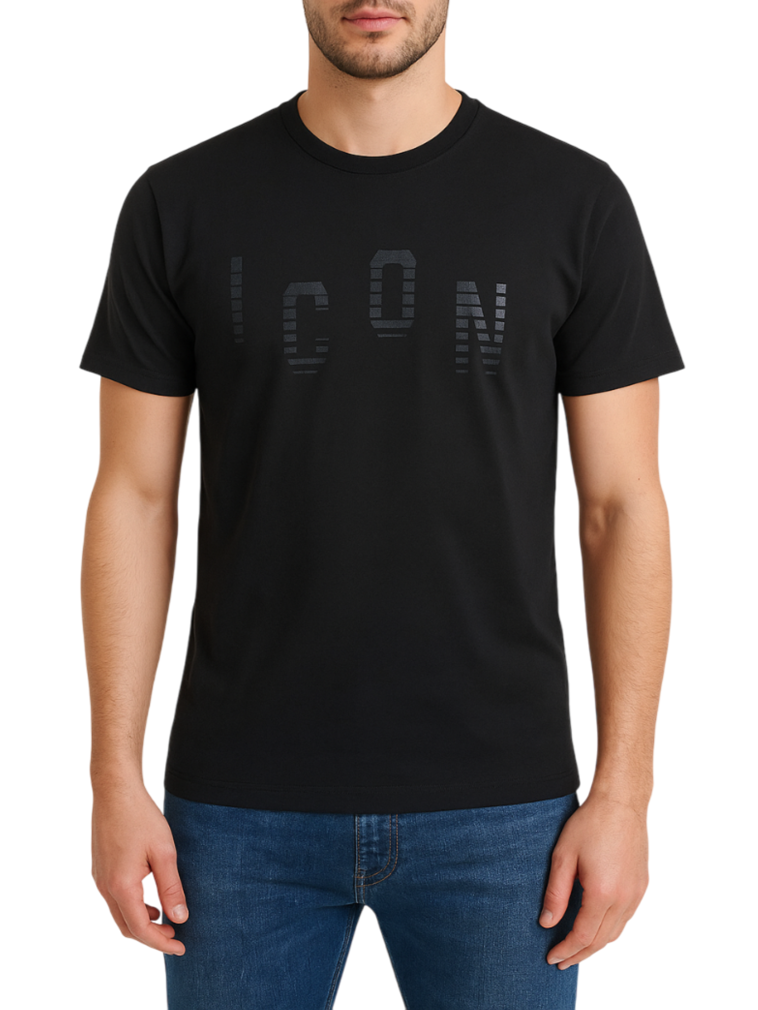 Icon T-shirt uomo con logo flock nero ICUF2W6T036 NERO ICON 