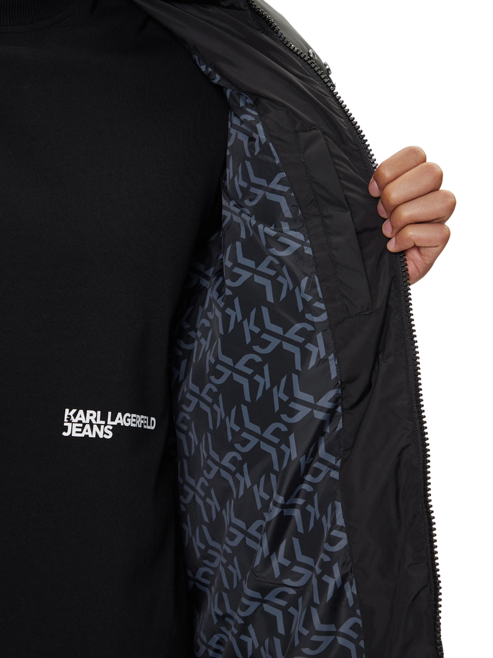 Karl Lagerfeld Jeans piumino lungo trapuntato con cappuccio nero A4M15028 999 KARL LAGERFELD 
