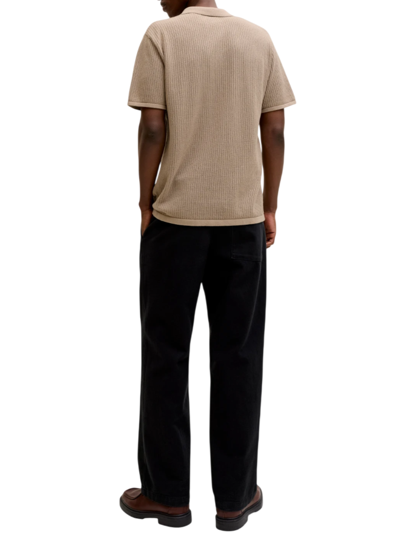 Jack&Jones polo in maglia traforata uomo beige 12293340 STRING JACK&JONES 