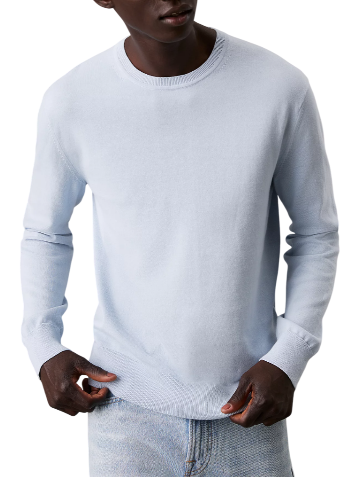 Calvin Klein maglia girocollo in cotone con logo celeste LV040BM343 24Q Calvin Klein 