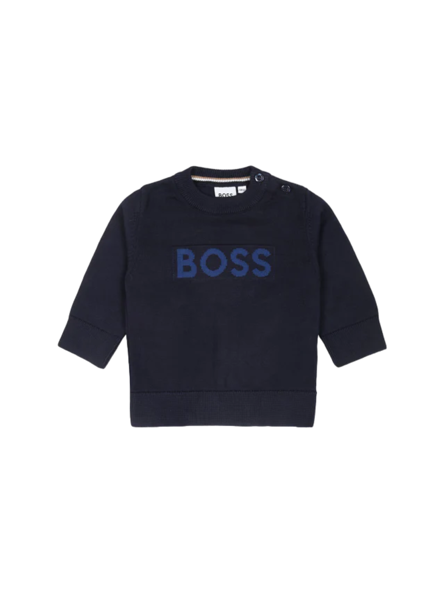 Boss maglia girocollo in cotone con logo blu