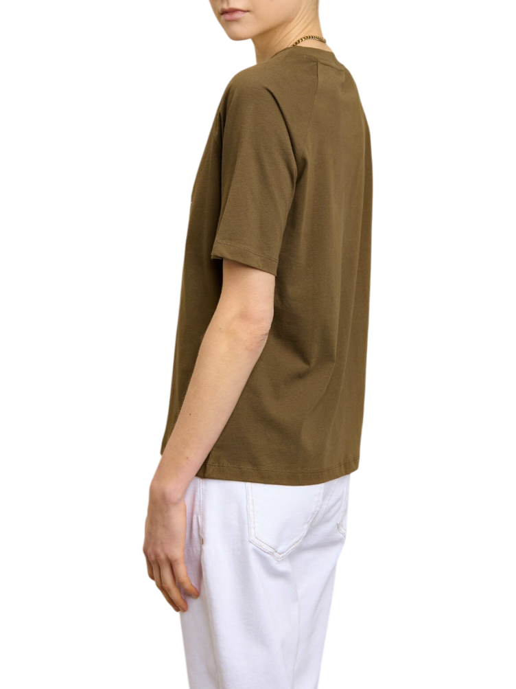 Blauer T-shirt Havey manica corta con logo borchiato verde militare 25SBLDH02386-007144 657 BLAUER 