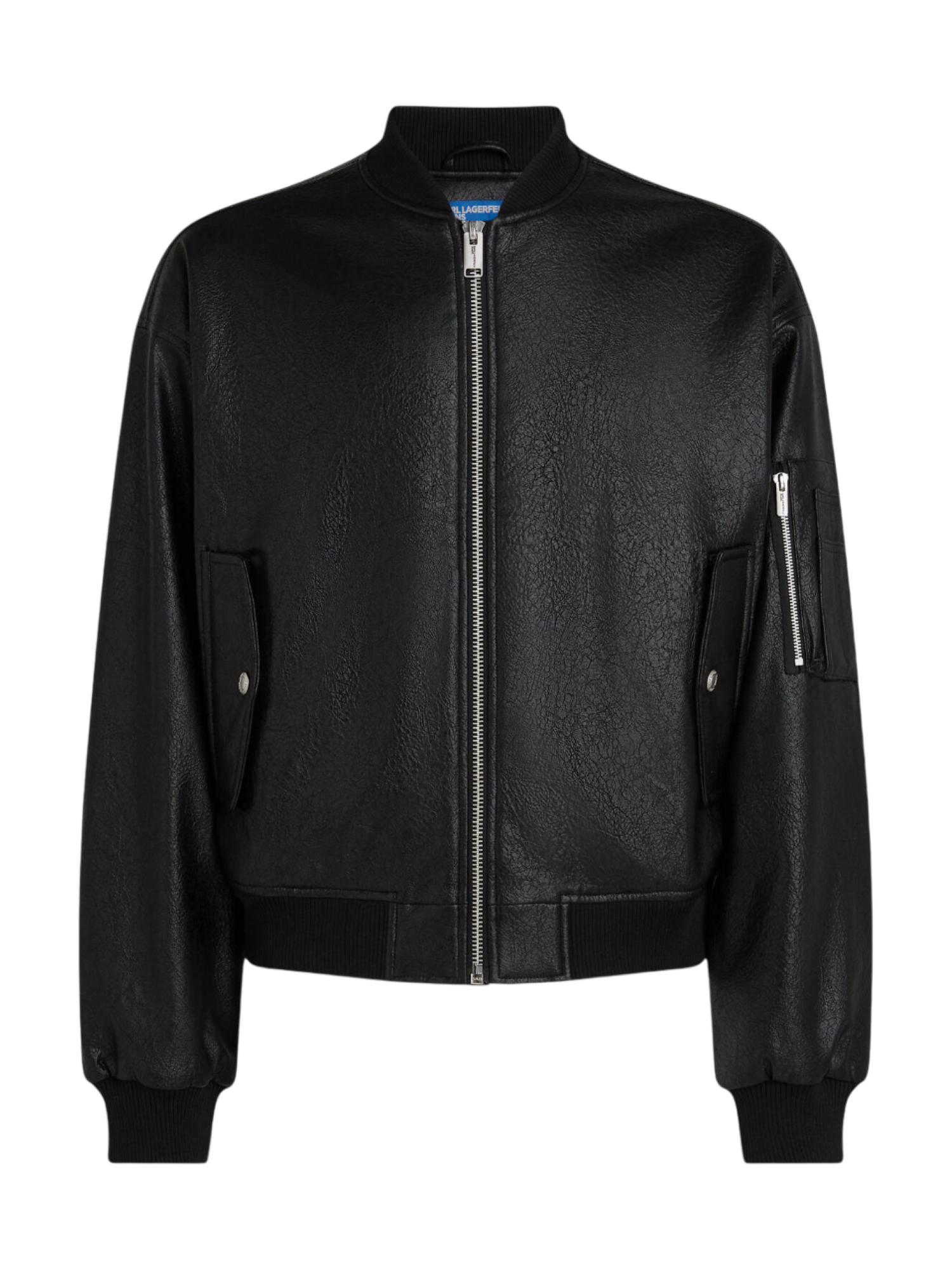 Karl Lagerfeld Jeans giubbino bomber in ecopelle martellata nero