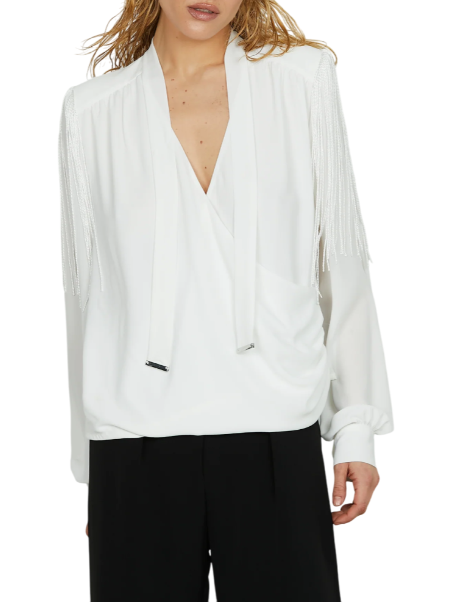 Relish blusa Santorini con frange bianco latte SANTORINI 1101 RELISH 