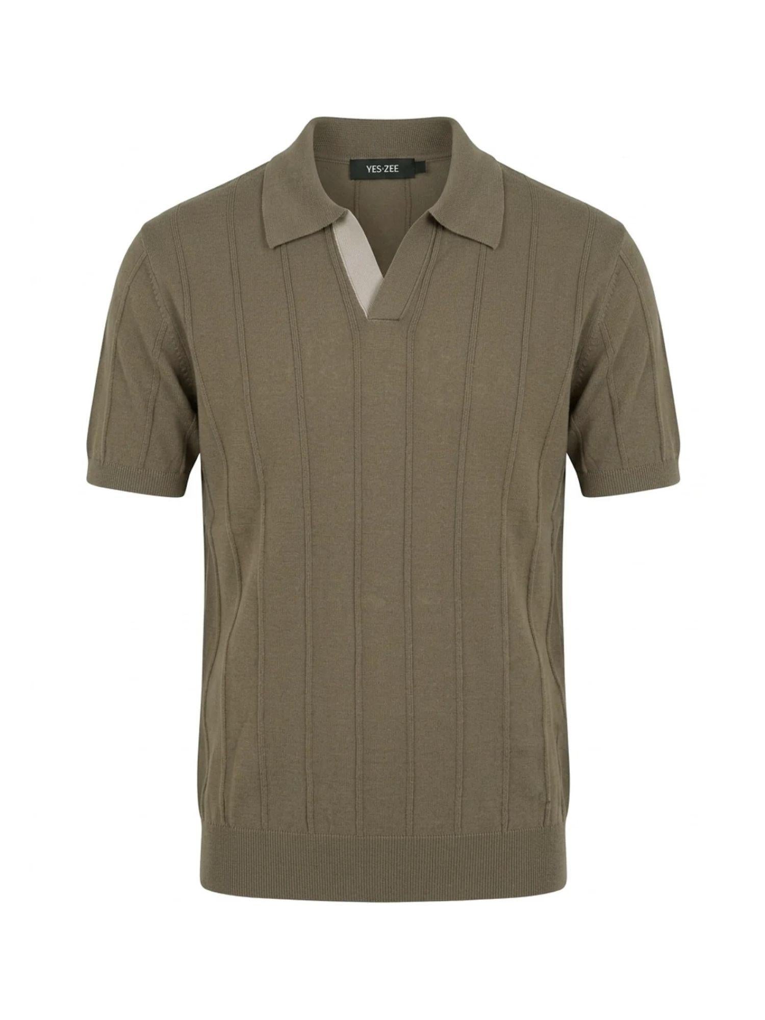 Yes Zee polo uomo in maglia di cotone marrone M725-H500 0209 YES-ZEE 