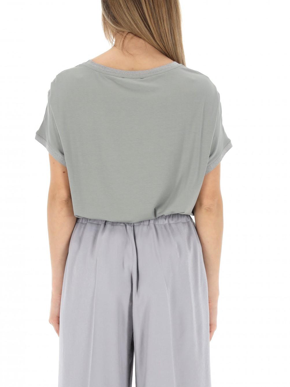 Lola by Sandro Ferrone blusa satin con dettagli lurex grigio L7XBEMACRO PERLA Lola BY S.FERRONE 