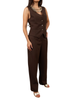Vicolo completo donna gilet e pantaloni misto lino marrone
