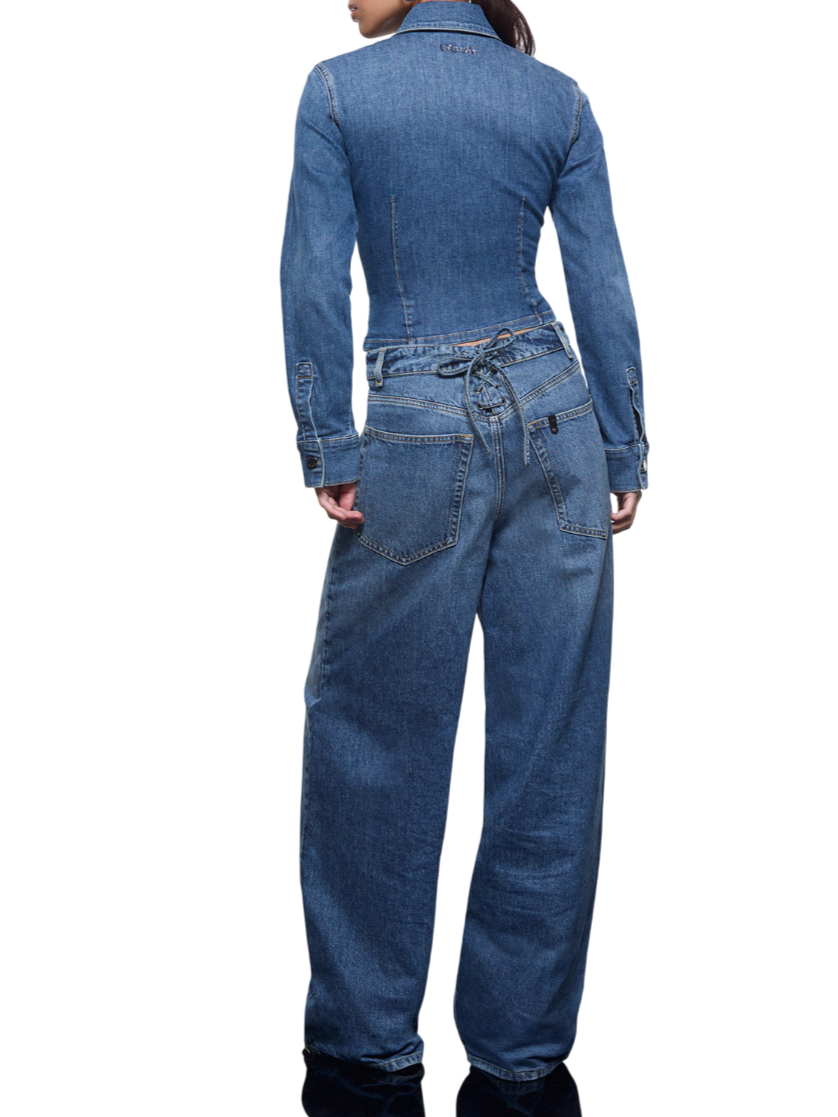 Liu Jo camicia donna crop in denim con stringhe lavaggio blu UA6507D0399 79157 LIU JO 