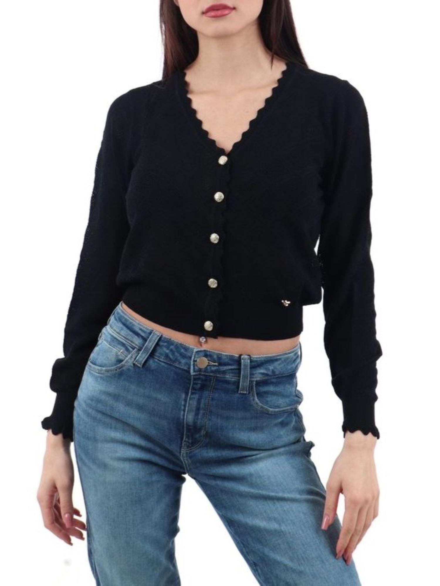 Yes Zee cardigan in maglia traforata nero