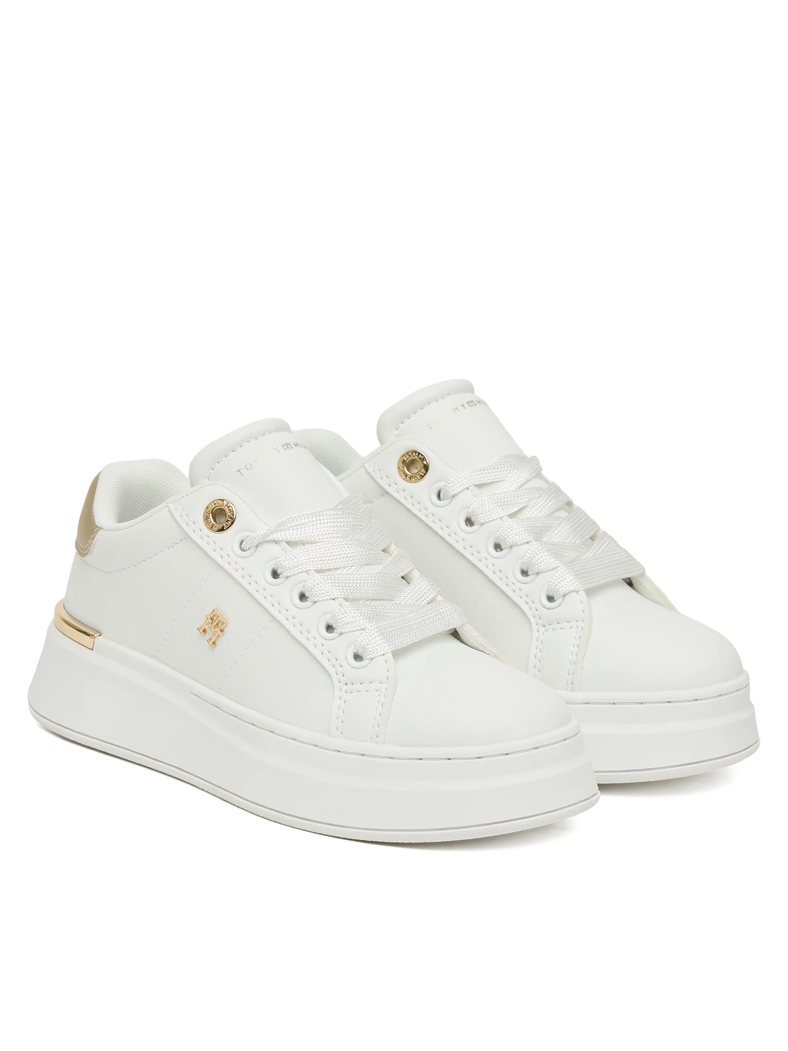 Tommy Hilfiger sneakers bambina in ecopelle bianco oro T3A9-34253-1355 X048 Tommy Hilfiger 