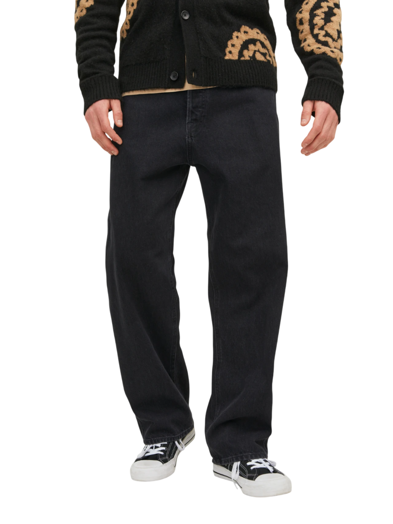 Jack&Jones jeans baggy gamba larga lavaggio nero 12236089 SBD306 JACK&JONES 
