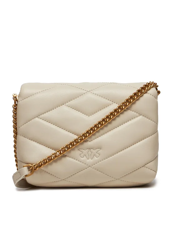 Pinko borsa a tracolla Love Click Puff Baby in nappa panna oro 101584-A1ET Z14Q PINKO 