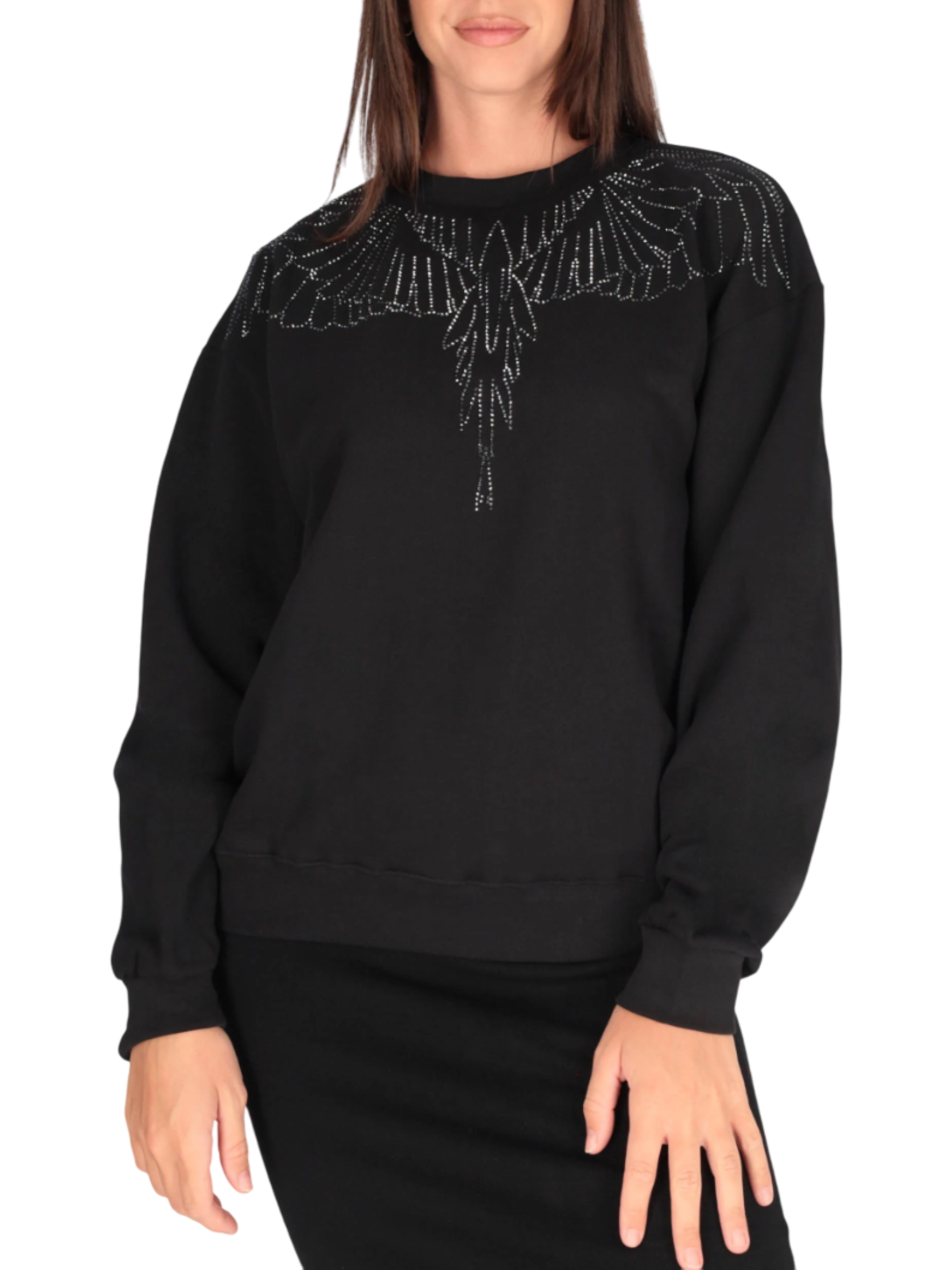 County of Milan felpa con disegno iconico strass nero CM30030 NERO COUNTY OF MILAN 