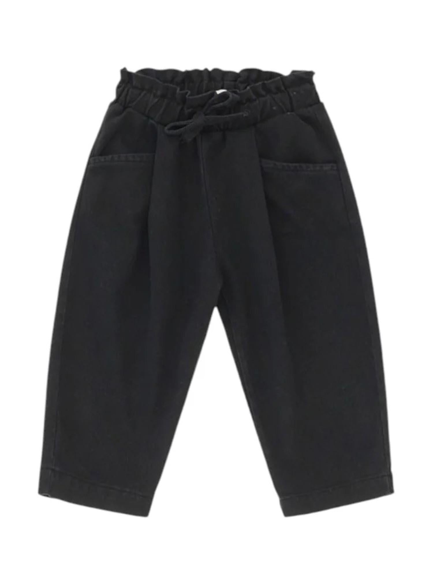 Please pantaloni bambina con coulisse nero PE96132G77 3901 PLEASE KID 