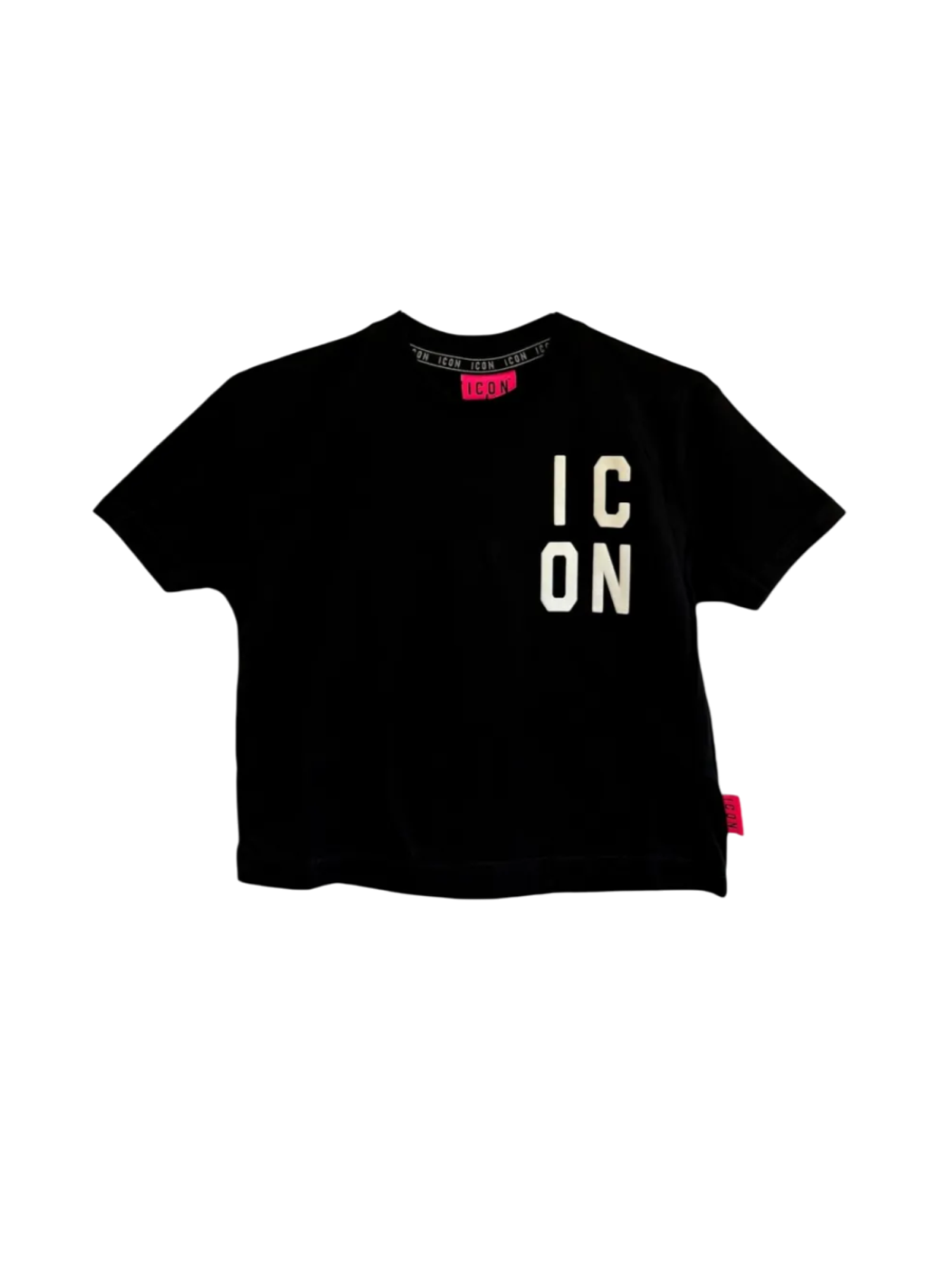 Icon T-shirt crop maniche corte con logo nero IGKS00509 9000 ICON 