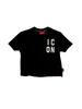 Icon T-shirt crop maniche corte con logo nero