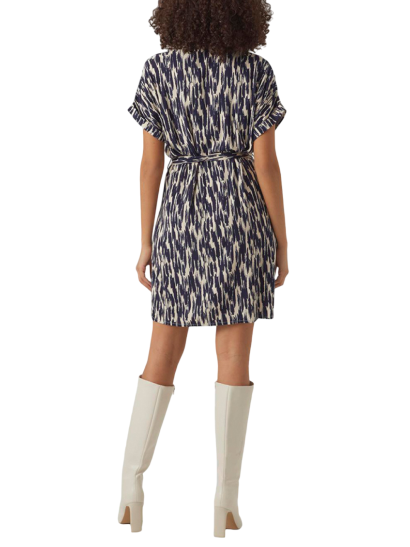 Vero Moda abito chemisier corto in fantasia bianco blu 10302043 NAVY BLAZER-PENNY VERO MODA 