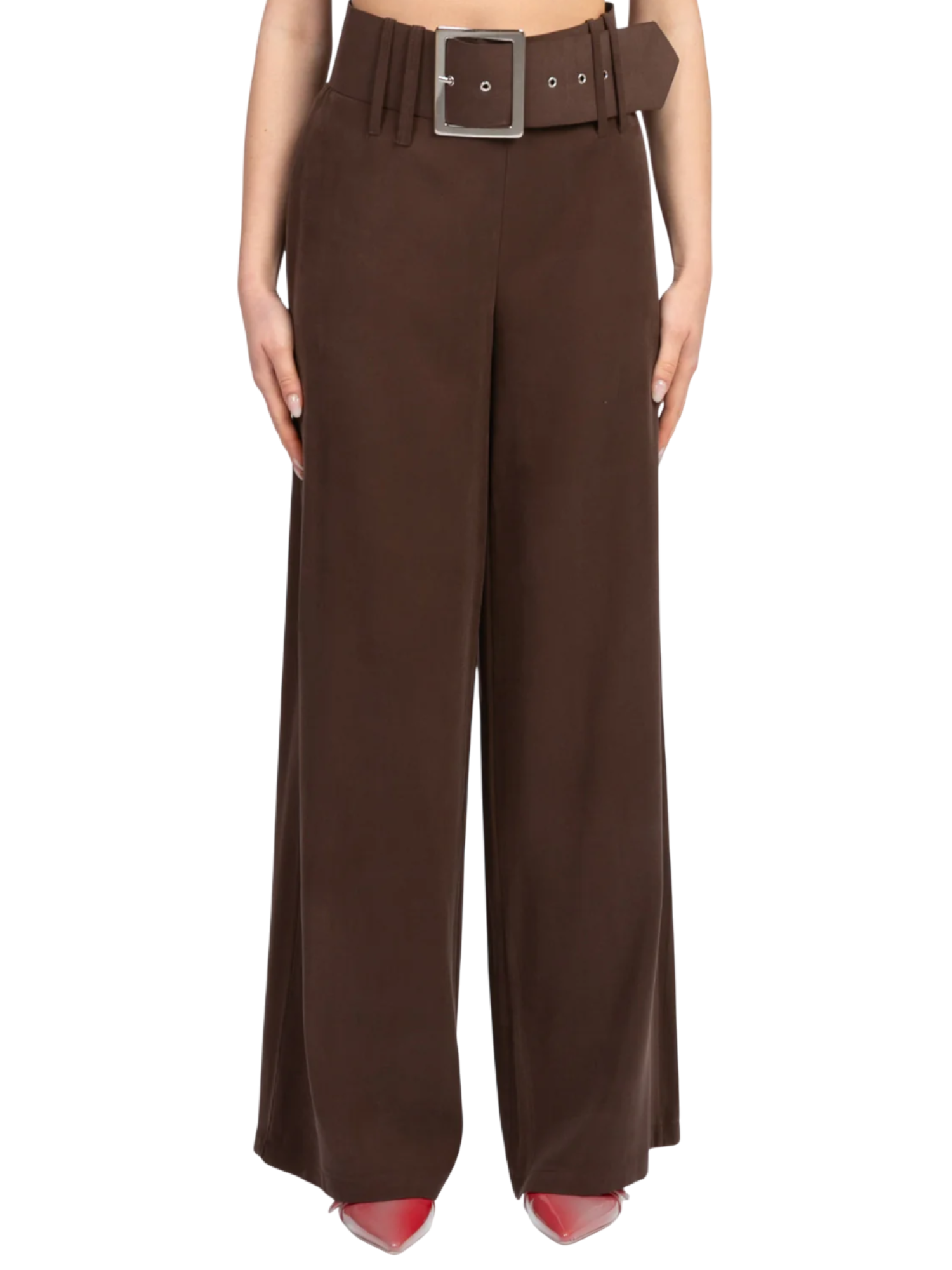 Haveone pantaloni gamba larga con cintura marrone PGM-N114 MORO HAVEONE 