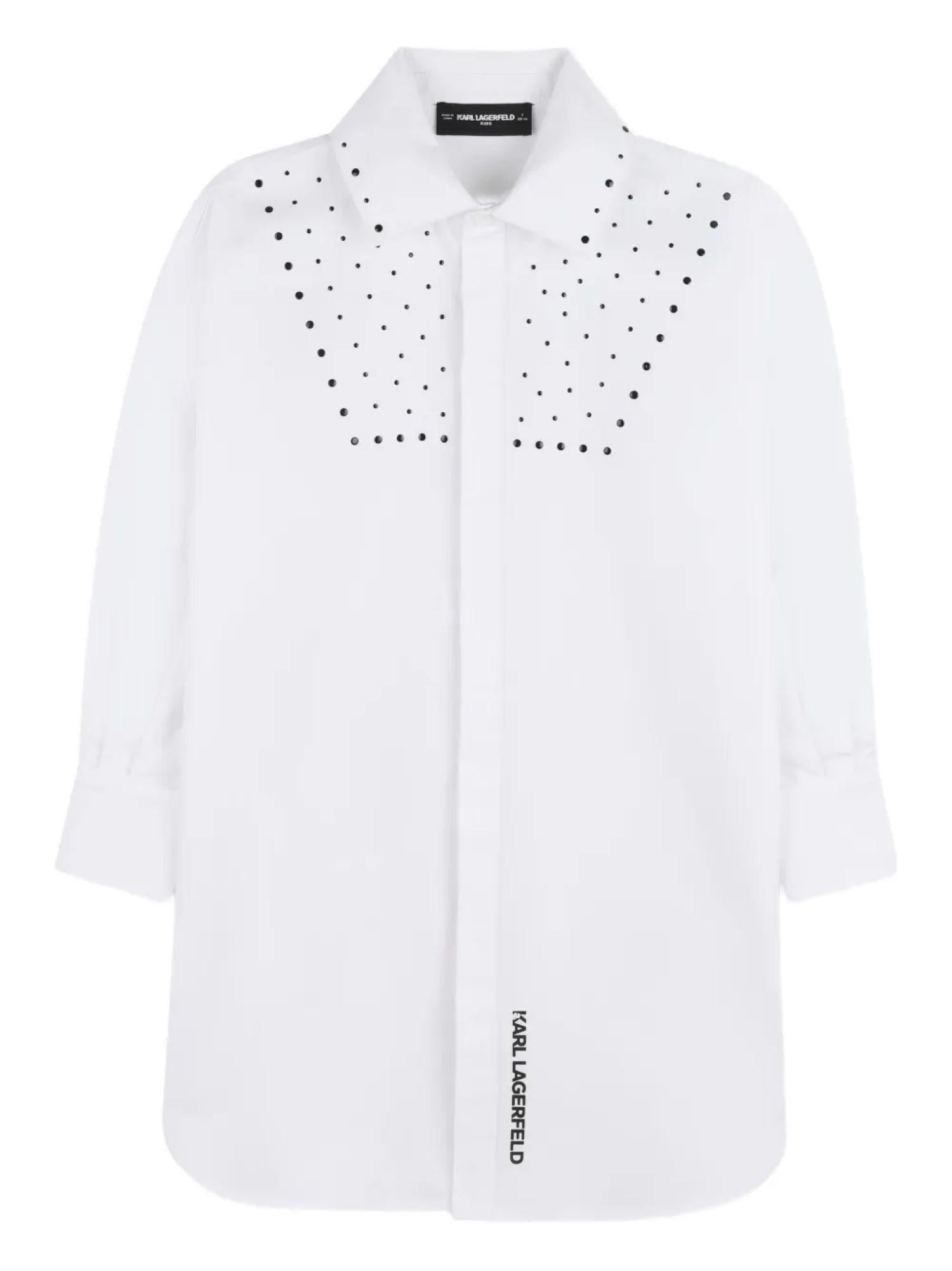 Karl Lagerfeld Jeans abito chemisier con strass bianco Z31141 BIANCO KARL LAGERFELD KIDS 
