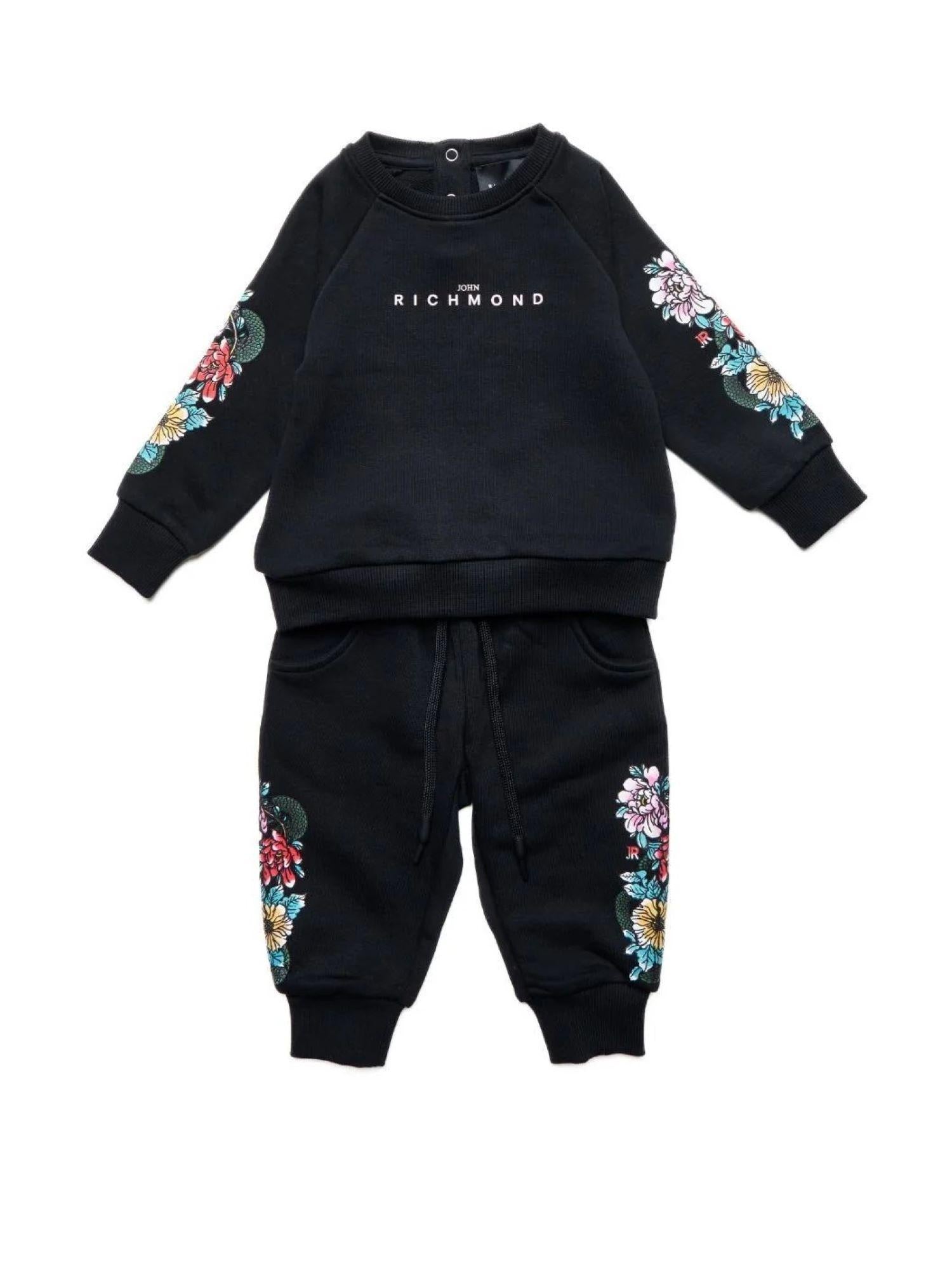 John Richmond completo neonata in felpa con stampe floreali nero RIA25065CF BLACK John RICHMOND 