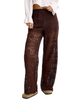 Only pantaloni crochet donna gamba larga marrone