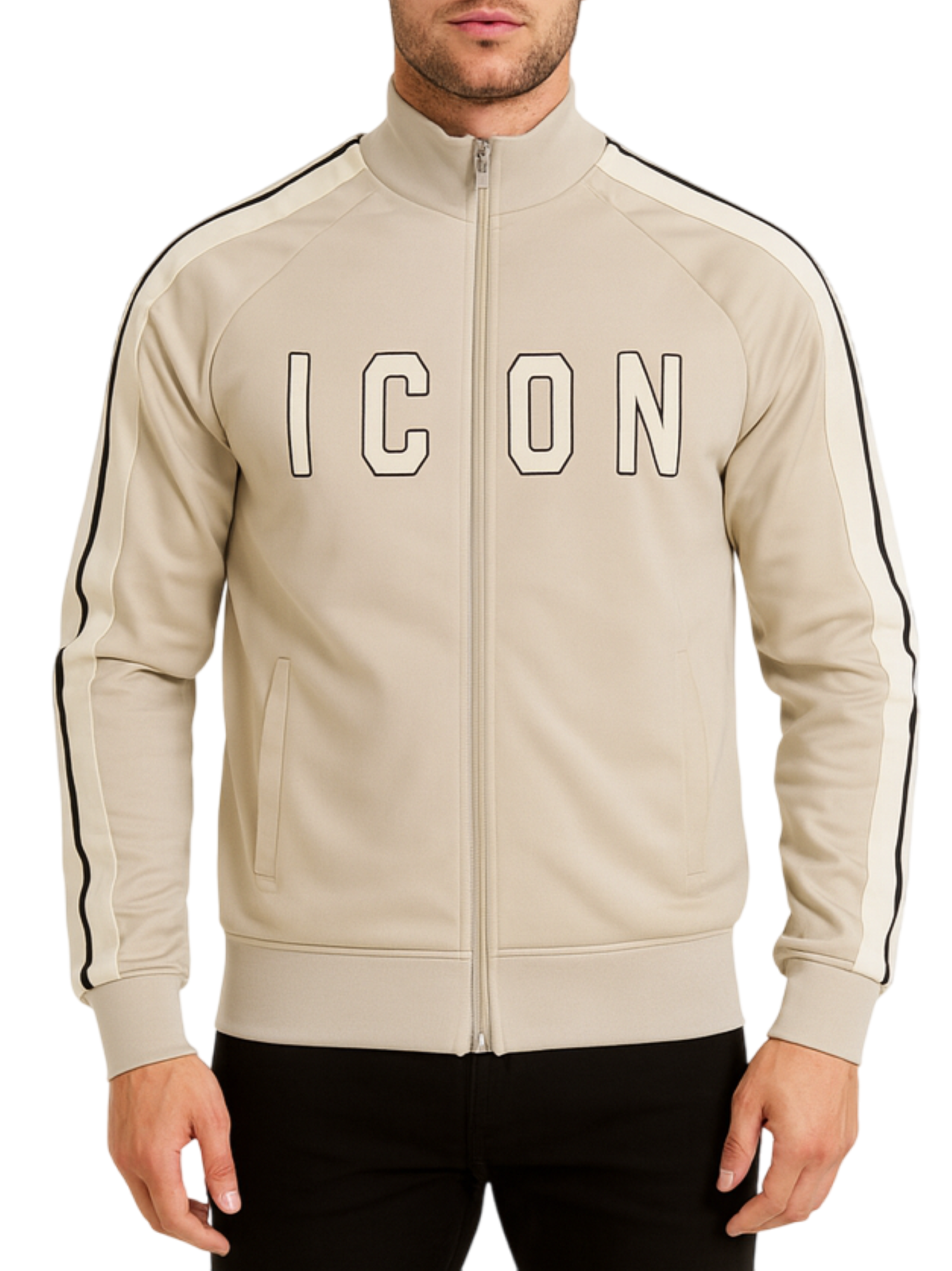Icon felpa con zip stampa logo beige ICUF2W6F025 AVORIO ICON 
