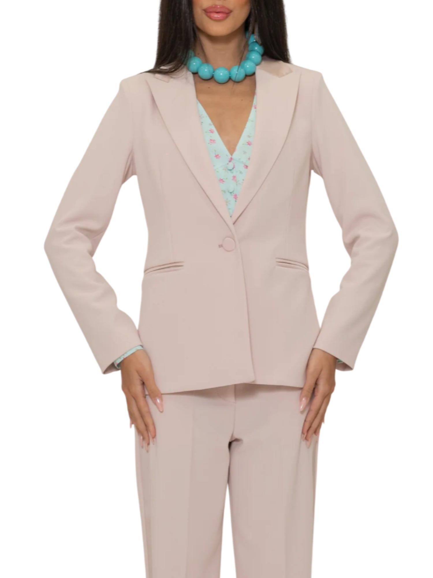 Vicolo giacca blazer monopetto in tessuto crepe rosa cipria TD0237 CIPRIA VICOLO 
