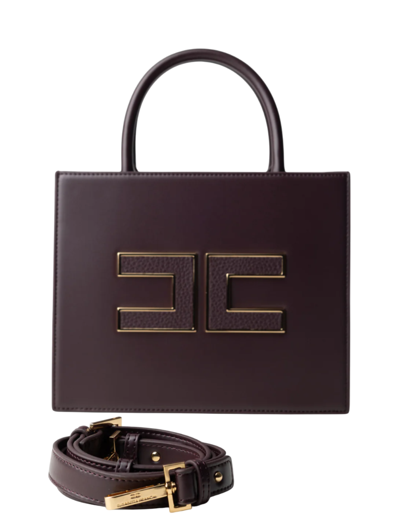 Elisabetta Franchi borsa tote piccola con logo borgogna BS33A56E2 EA4 ELISABETTA FRANCHI 