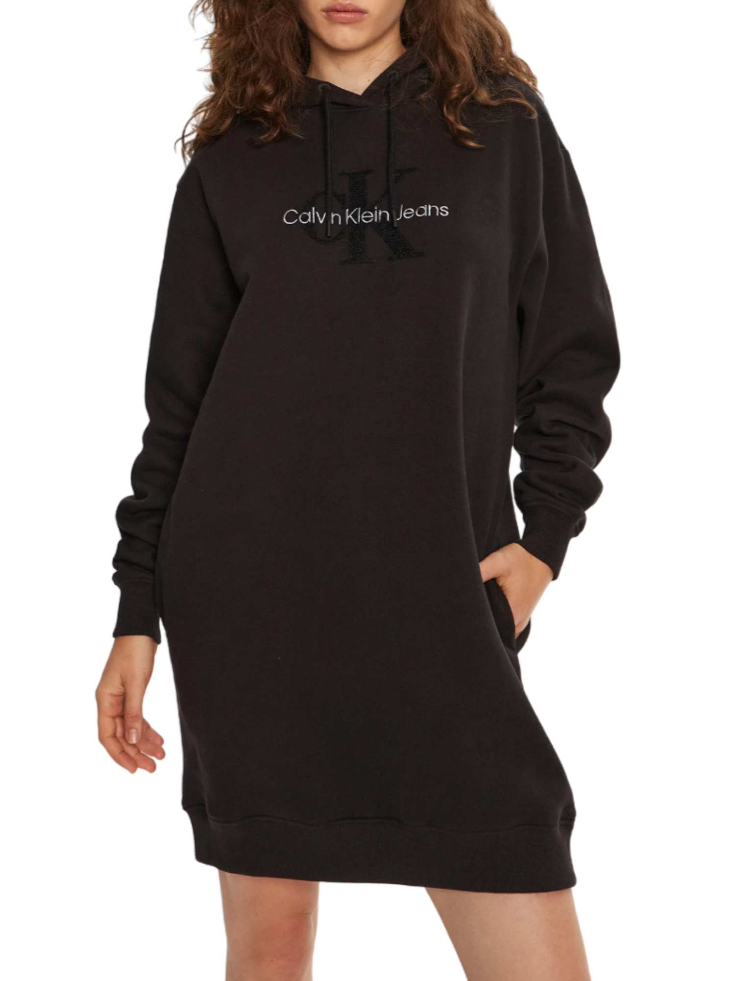 Calvin Klein Jeans abito in felpa con cappuccio nero J20J224685 BEH Calvin Klein Jeans 