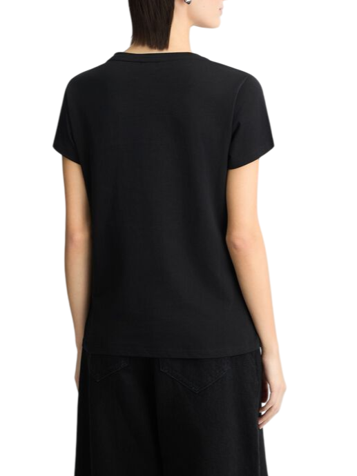 Liu Jo T-shirt in cotone manica corta con logo strass nero