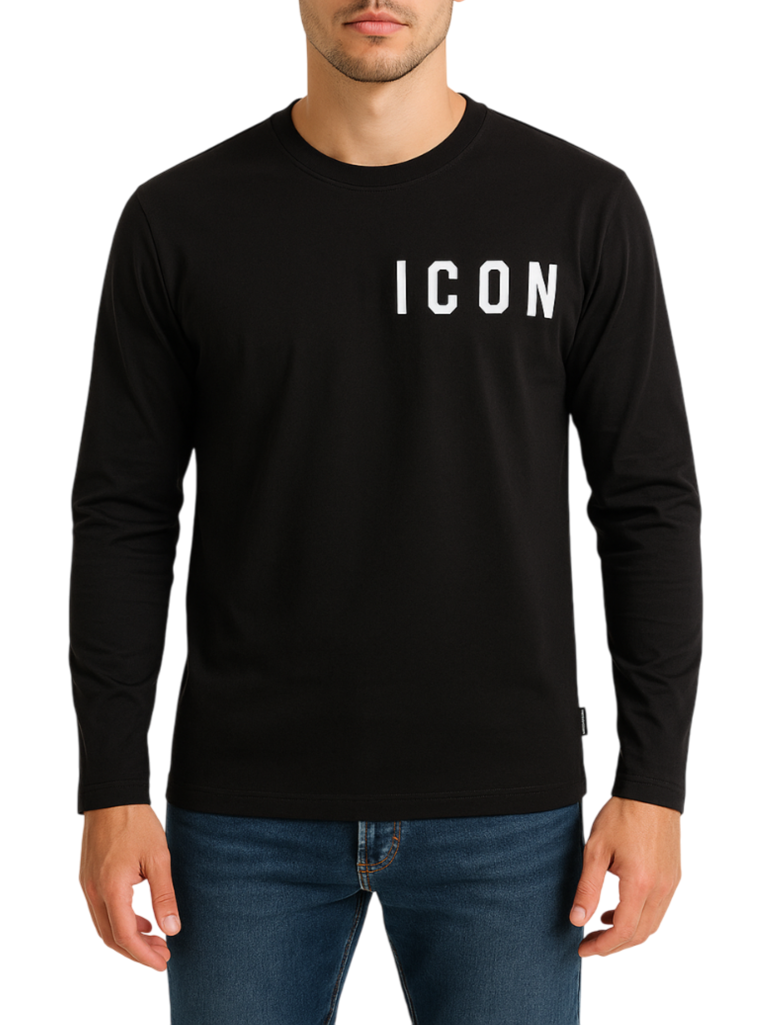 Icon T-shirt manica lunga con logo nero ICUF2W6M005 NERO ICON 