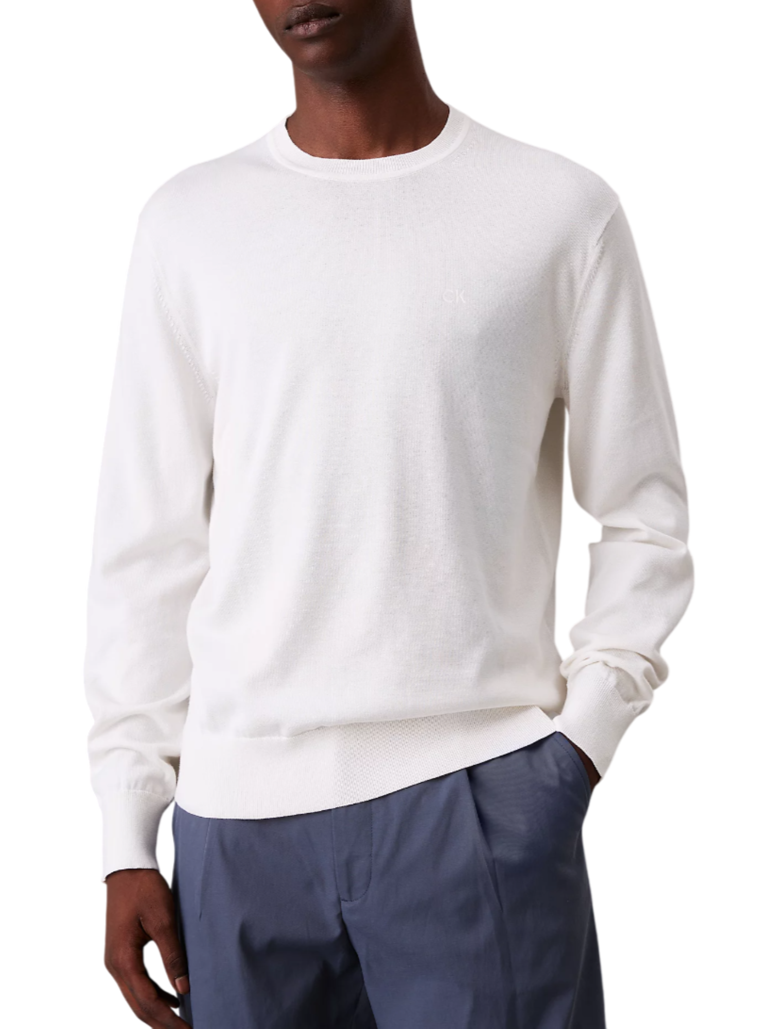 Calvin Klein maglia girocollo in cotone con logo panna LV040BM343 YAS Calvin Klein 