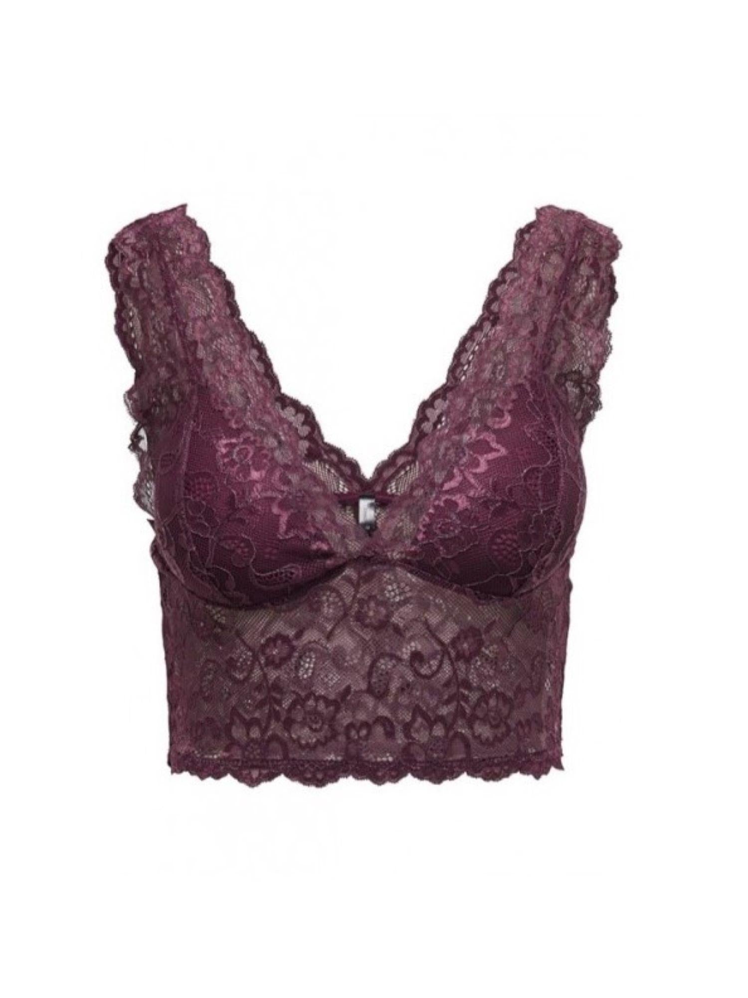 Only bralette in pizzo Chloe borgogna 15244888 BLACK-SILVER LUREX ONLY 
