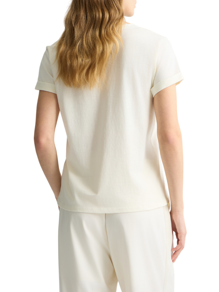 Liu Jo T-shirt maniche corte con logo monogram strass bianco latte TA5180JS923 M9248 LIU JO 