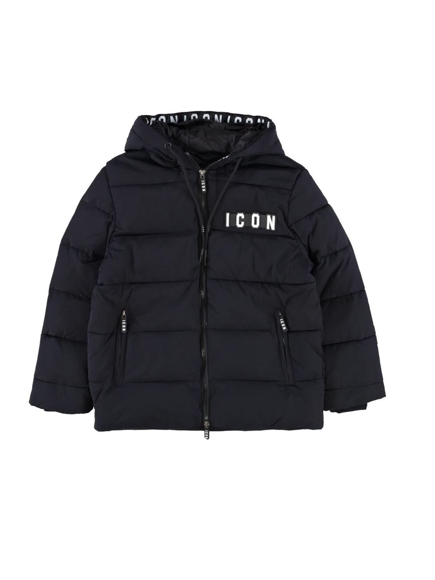 Icon piumino trapuntato bambino con cappuccio nero IBJK00708 9000 ICON 