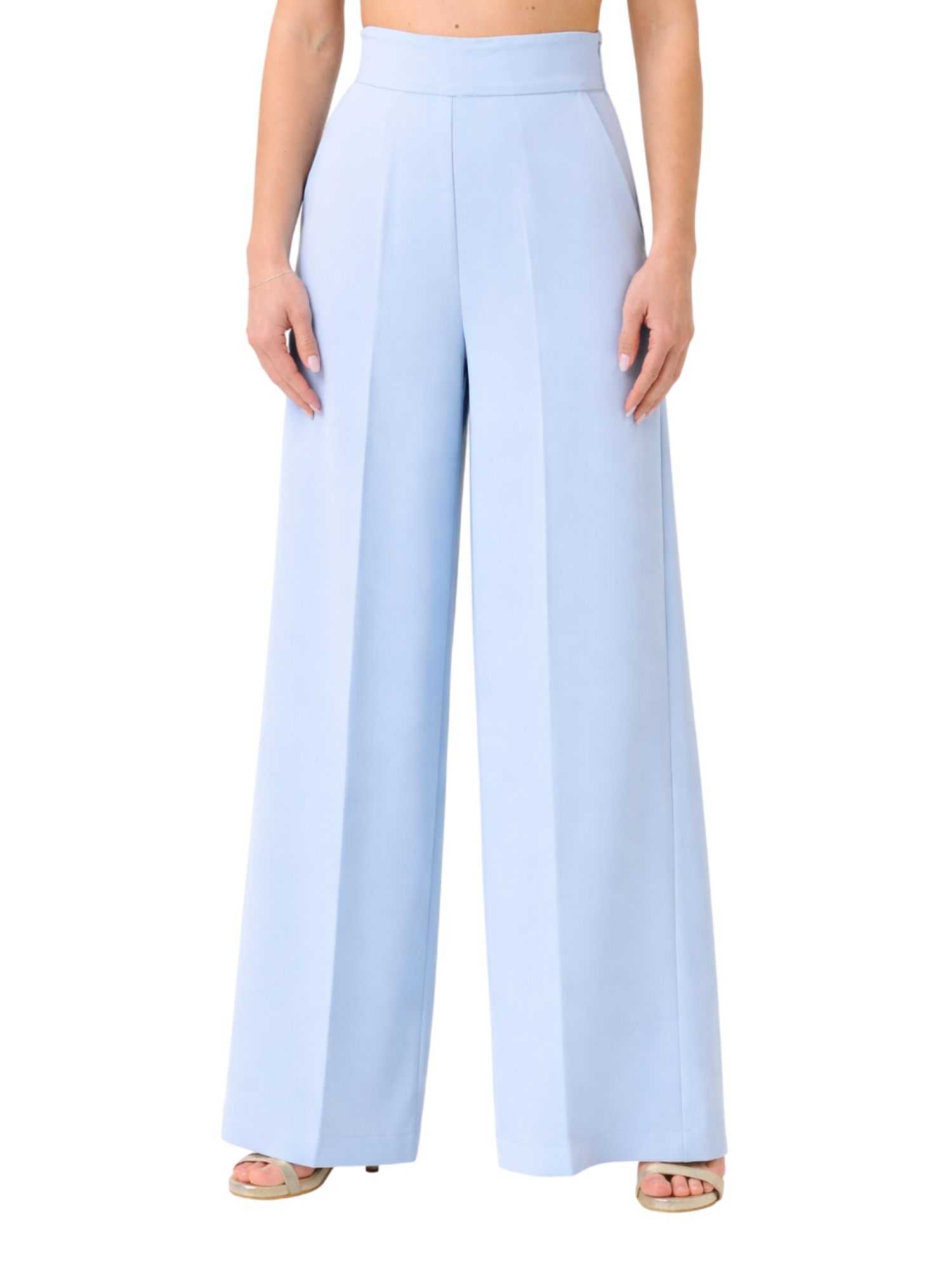 Silence pantaloni palazzo vita alta celeste PA278UP SKY SILENCE 