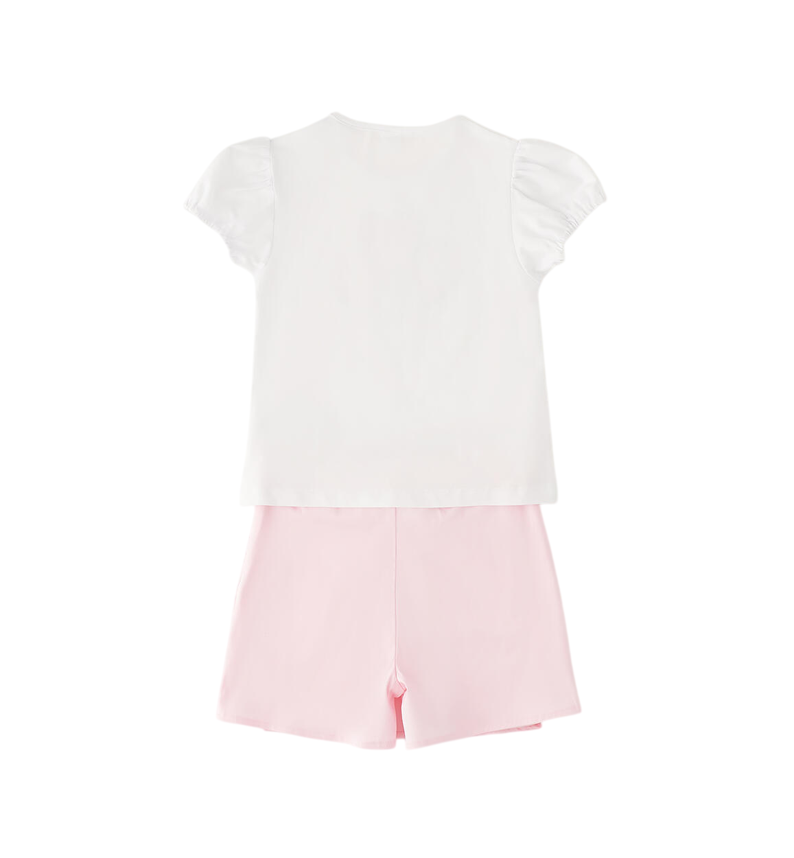 iDo completo bambina T-shirt e shorts a pieghe bianco rosa 4G309 0113 iDO 