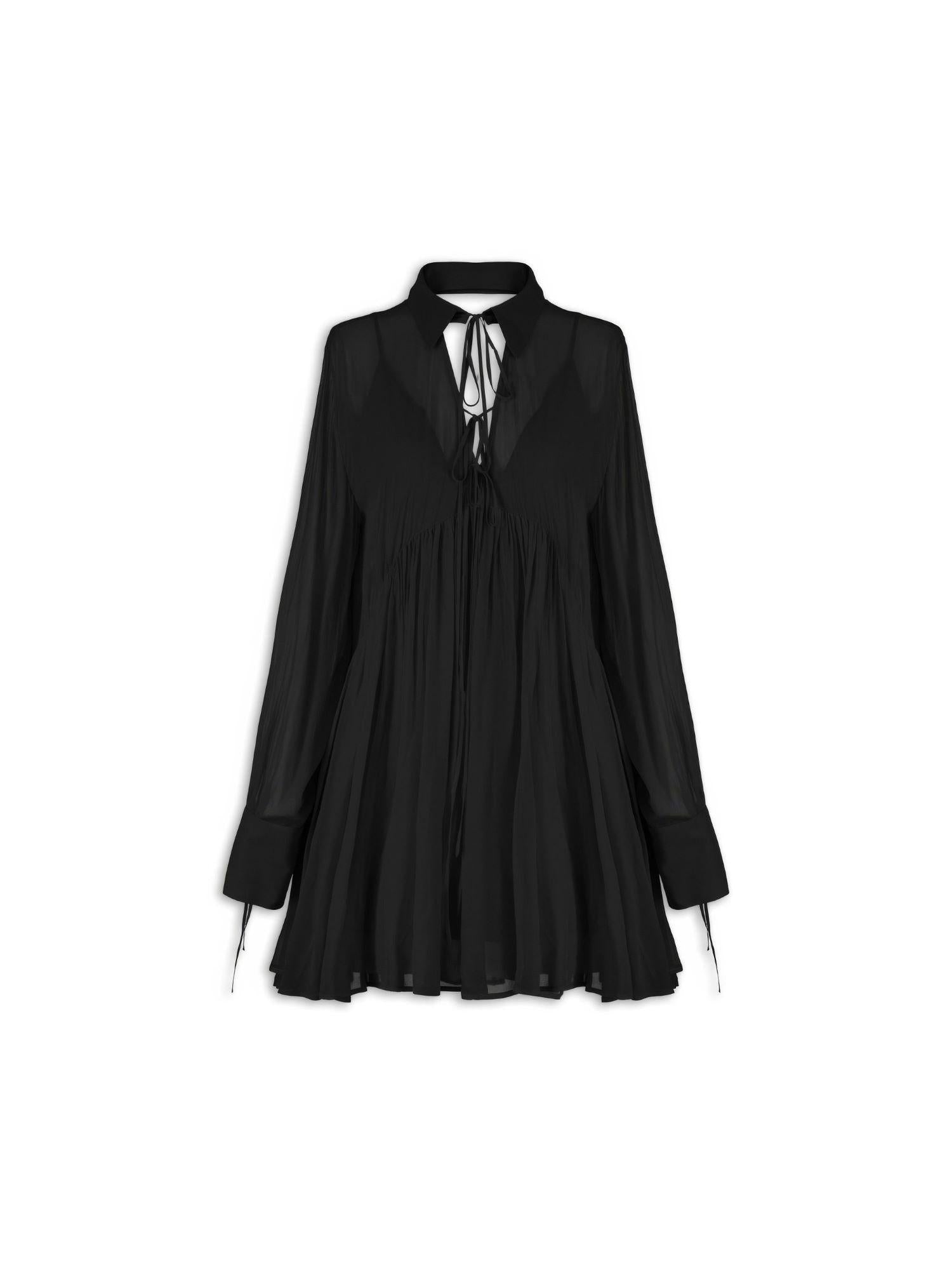Aniye By abito corto Biba in georgette manica lunga nero 181213 00336 ANIYE BY 