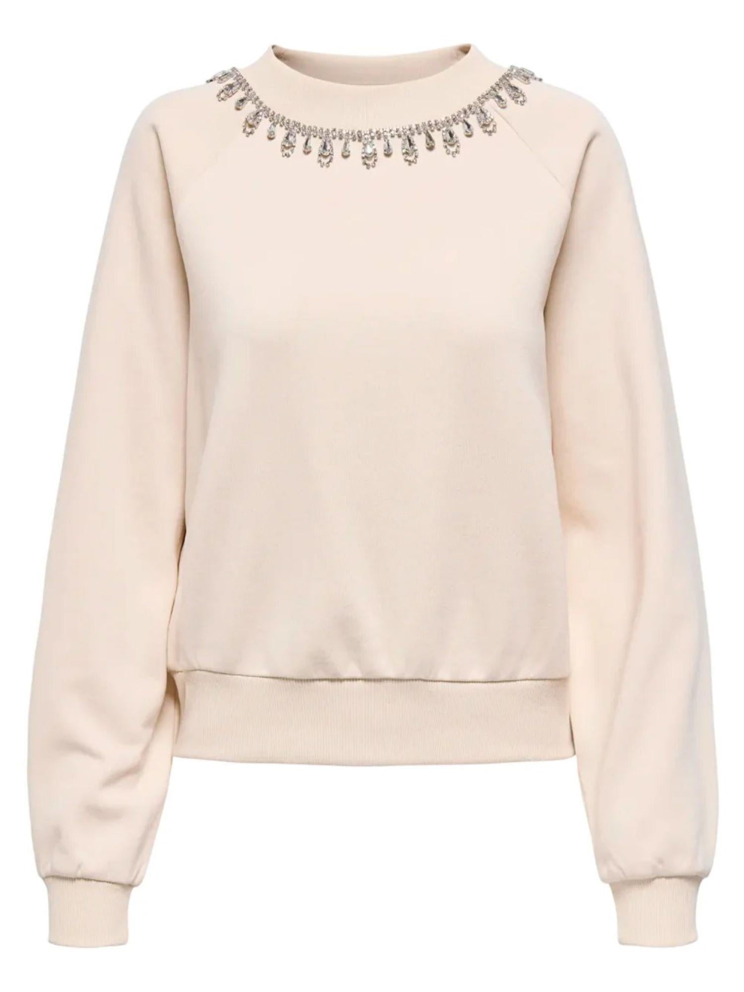 Only felpa in pile con collana gioiello ecrù 15355912 BIRCH-EMBELLISHMENT ONLY 