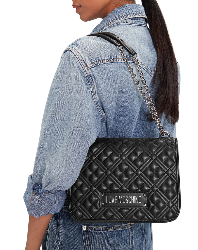 Love Moschino borsa a spalla in ecopelle trapuntata nero argento JC4000PP0N-LA0 00B MOSCHINO LOVE 