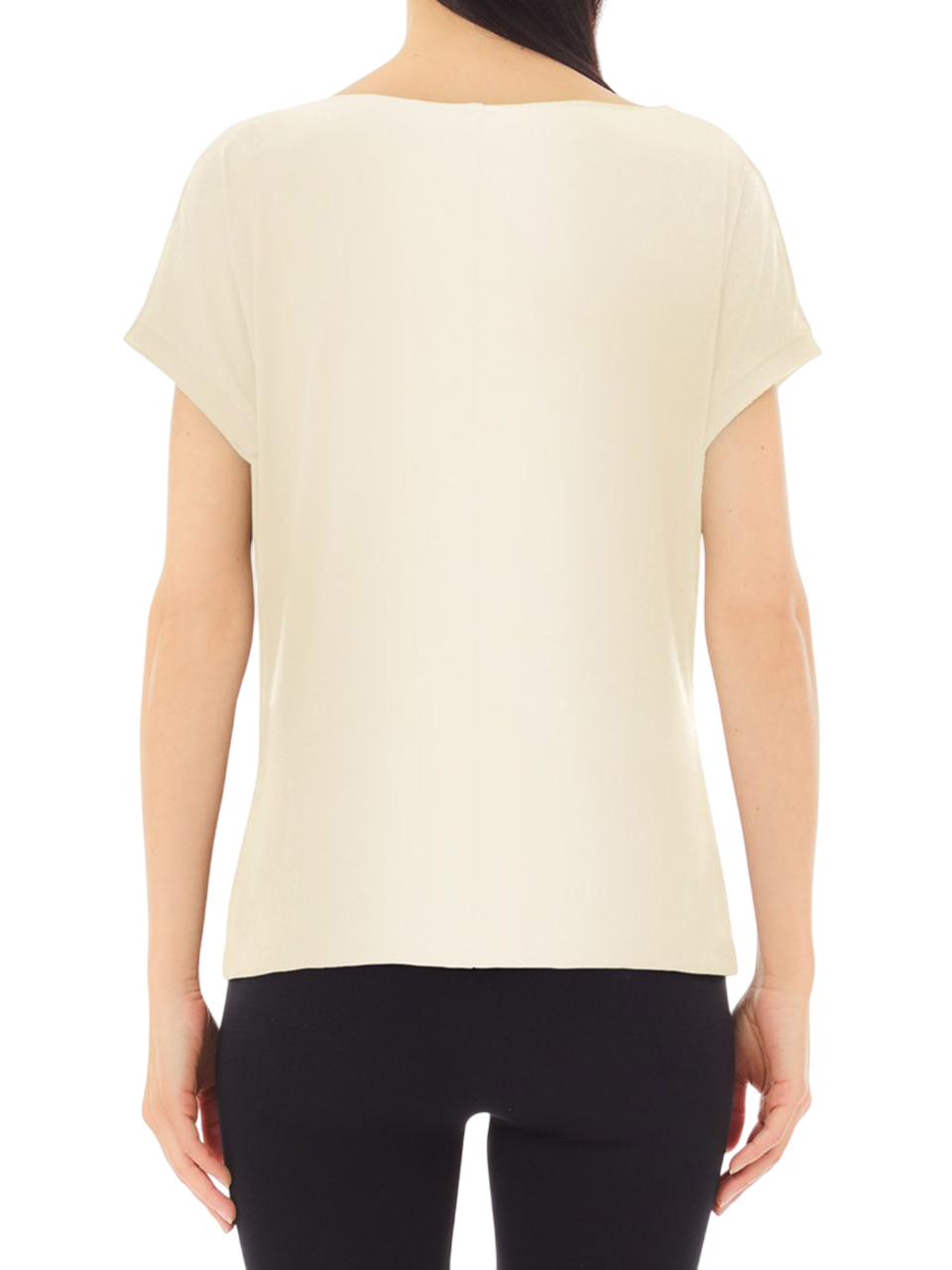 Liu Jo T-shirt manica corta con scollo asimmetrico bianco latte