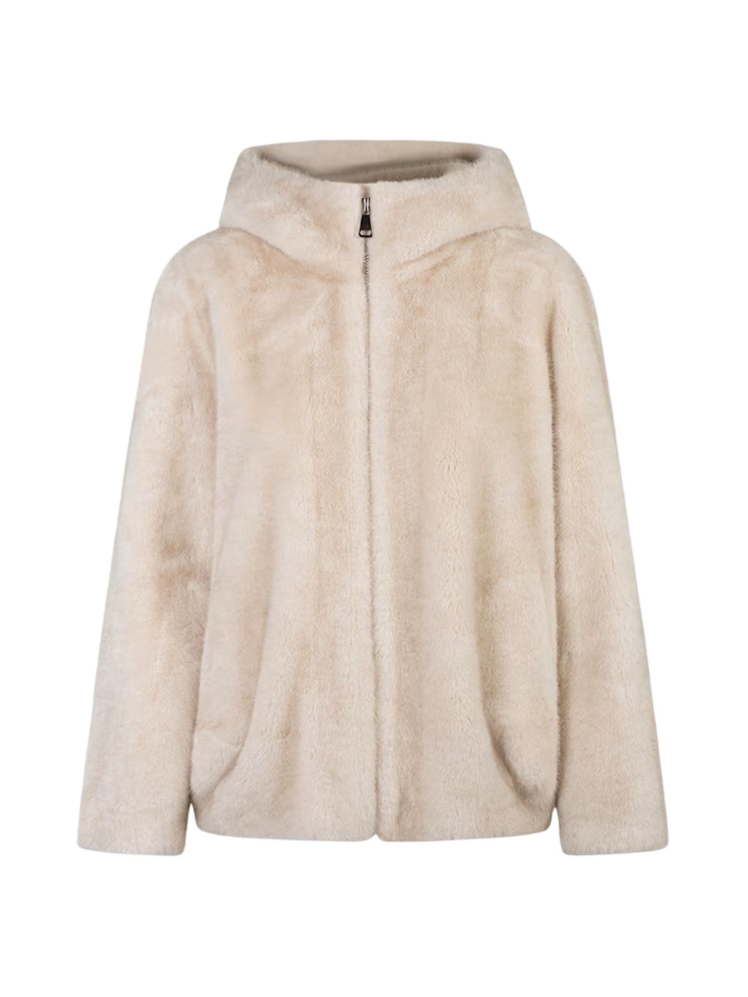 Sandro Ferrone pelliccia ecologica donna con cappuccio beige S106YBFICA LANA Sandro FERRONE 