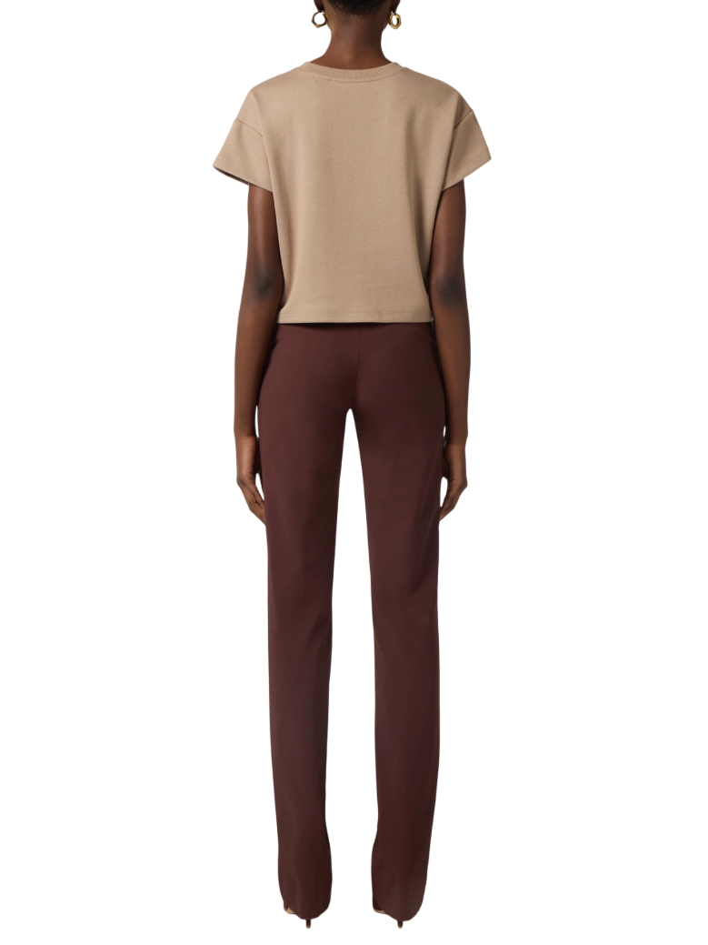 Elisabetta Franchi pantaloni gamba dritta con cintura marrone PA17261 644 ELISABETTA FRANCHI 