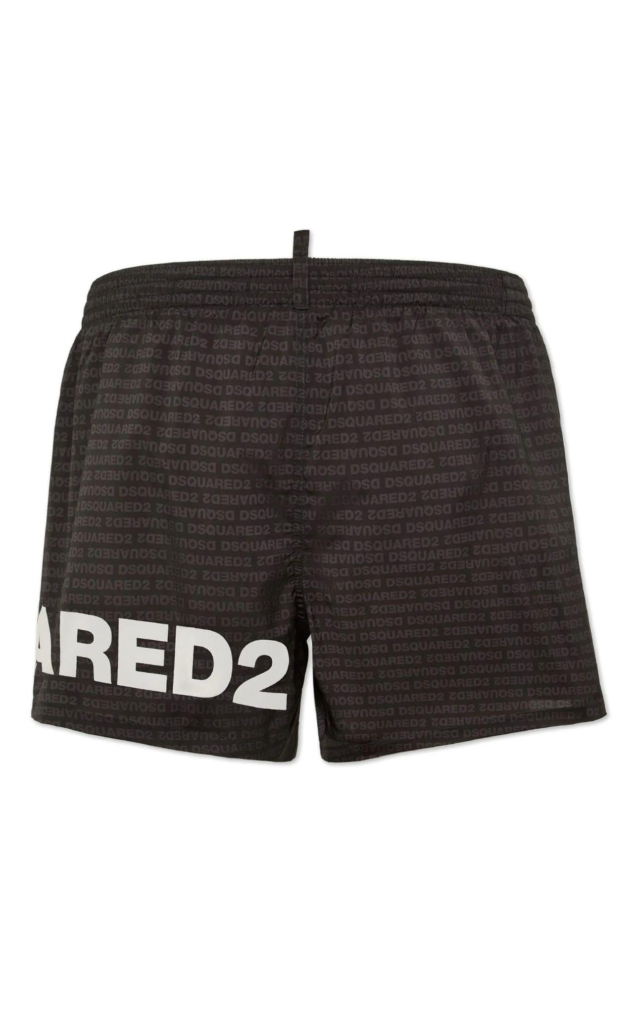 Dsquared2 boxer mare con logo all over nero D7B5C5950 BLACK-WHITE DSQUARED2 