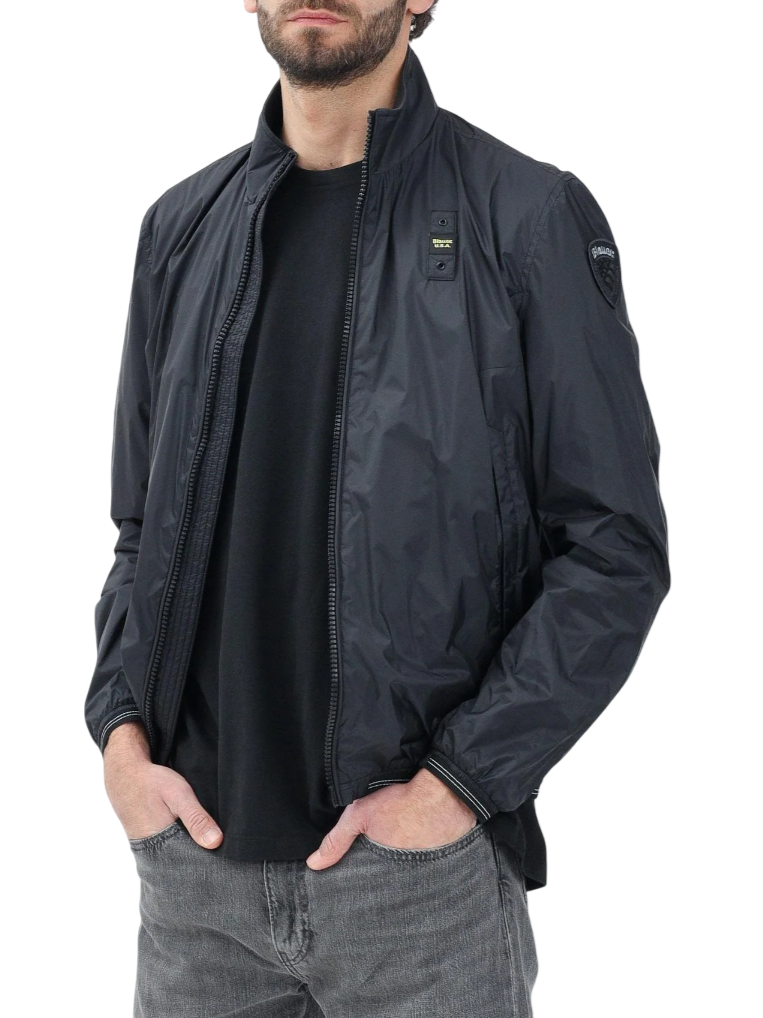 Blauer giubbino leggero anti vento in nylon Kerwin nero