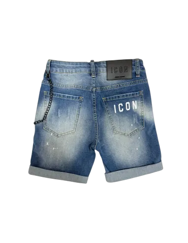 Icon bermuda in denim effetto used lavaggio blu IBDS00451 7015 ICON 