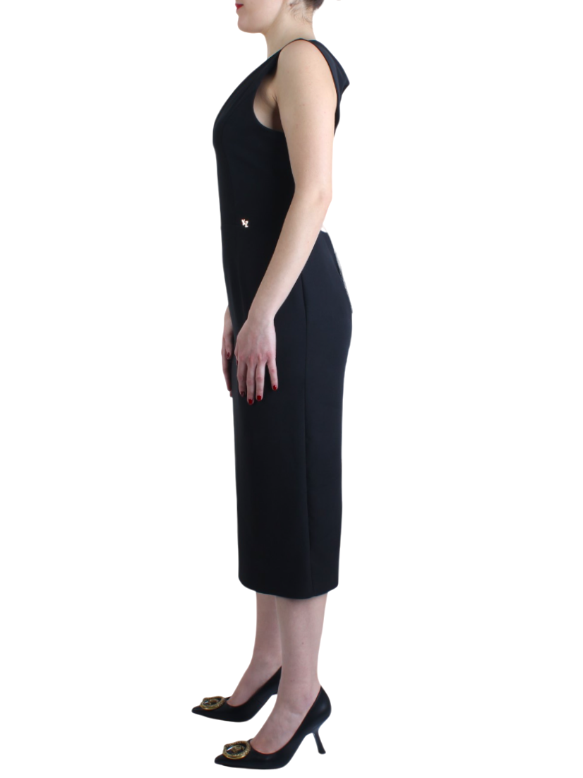 Yes Zee abito midi smanicato con laccetti strass nero A205-CH00 0801 YES-ZEE 
